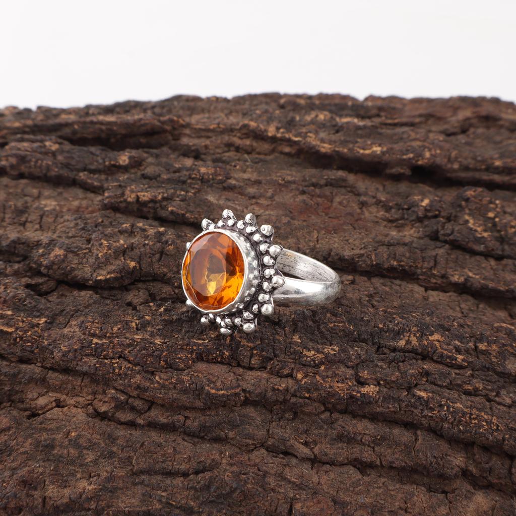 Citrine Gemstone Ring, Handmade Silver Jewelry, 925 Solid Sterling Silver Spiritual Ring, Gift For Her