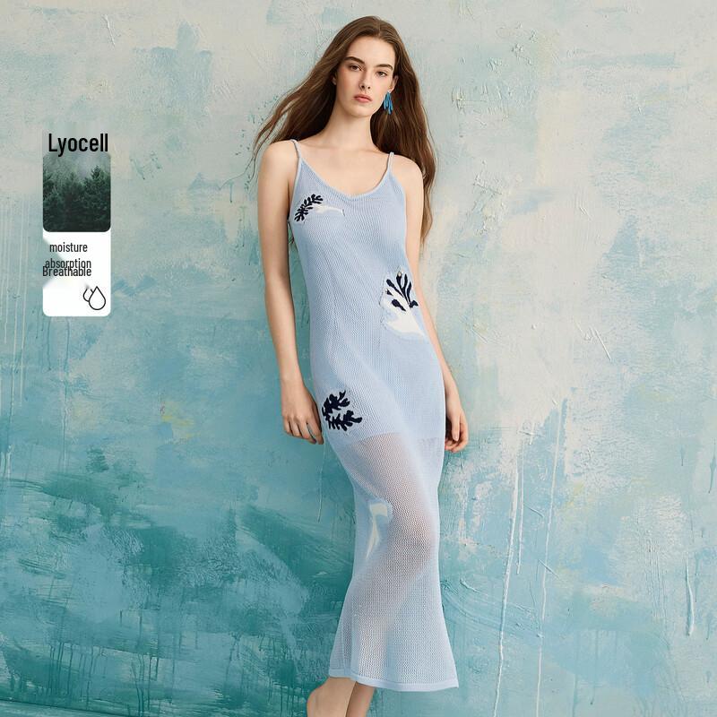 ELLE Jacquard V-Neck Slip Maxi Dress S