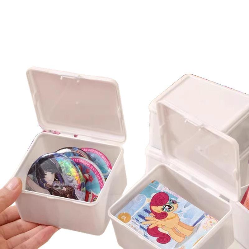 Pure White Flip-Top Desktop Storage Box with Ins Style Sticker
