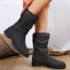Fashion Cowboy Chunky Woman Mid Calf Boots Designer Casual Cozy Walking Shoes 2024 Winter New Trend Dress Fashion Goth Zapatillas Female