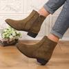 Fashion Women's Fashion Thick Heel Boots Autumn Winter New Round Head Thick Sole Non-slip Short Boots Size Zipper Suede Short Booties