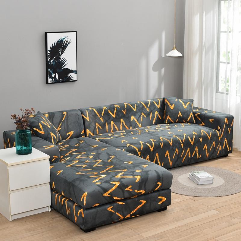 Geometric Elastic Sofa Cover Slipcovers L-Shaped Corner Sofa Couch Cover Armchair Sofa Cover 1/2/3/4 Seater for Living Room 1PC