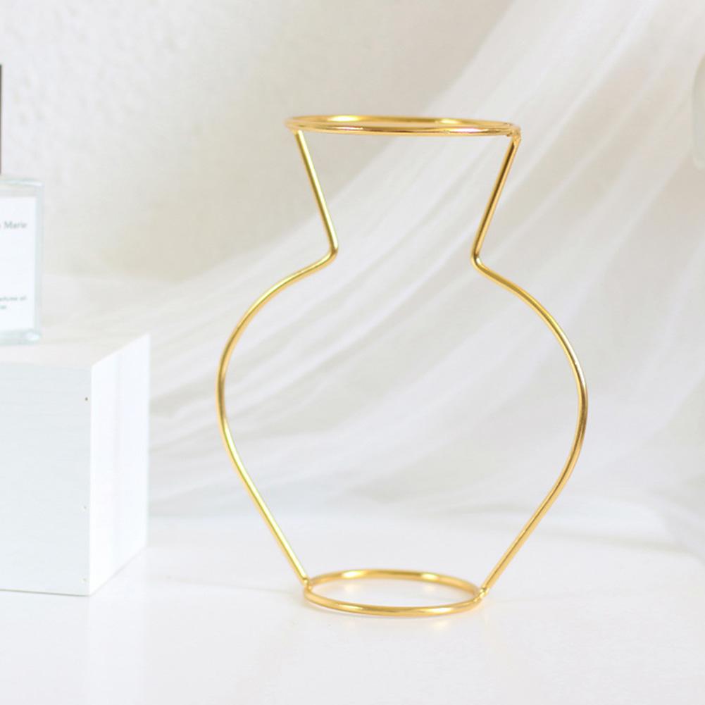 Neue nordische kreative Vase Home Decor Goldene Glasvase Hydrokulturpflanzenhalter Eisenlinie Blumen Ornament Home Gartendekoration