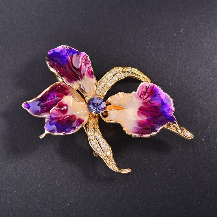Irises Flower Design Brooch Jewelry With Enamel Finish Sturdy Copper Construction 11g Comfort Fit Unisex Gift
