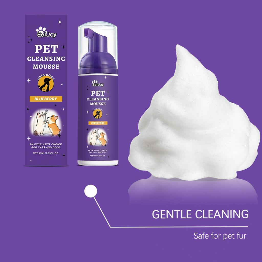 50ML Blueberry Pet Hair Shampoo Gentle Formula Cleaning Hair Dirts Lasting Fruit Fragrance Smoothing No Rinse Pet Hair Shampoo
