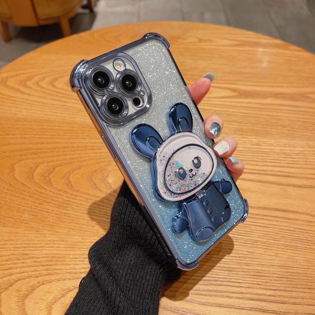 Electroplating model is suitable for iPhone17Promax mobile phone case cute Apple 16/15 quicksand rabbit 14/7P soft XR