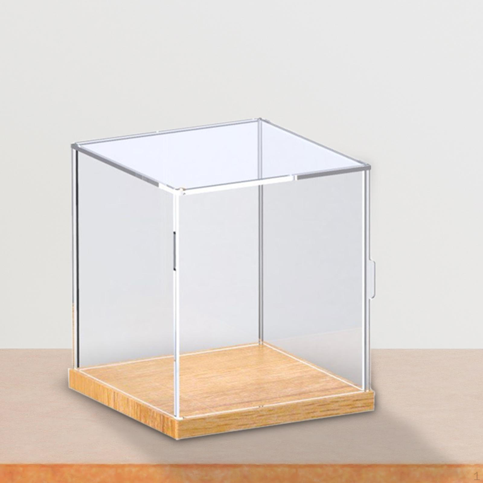 

Акриловый прозрачный коллекционный игрушечный витринный шкаф с пылезащитным многоцелевым деревянным дном для домашнего хранения 15x15x16cm