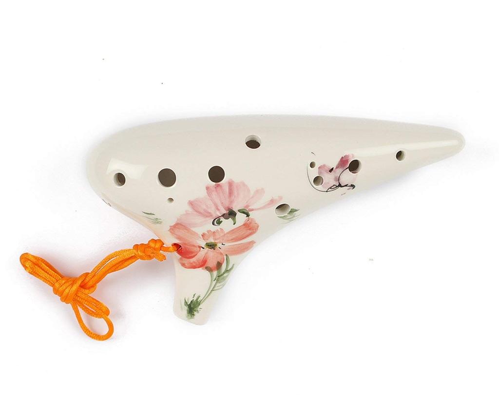 TNG Ocarina Musikkinstrument Enkel Finish Høy Klasse C Tone AC Chart Ocarina Wind Wind Glaze Finish Blomstermønster [12 hull/Alto/Glaze