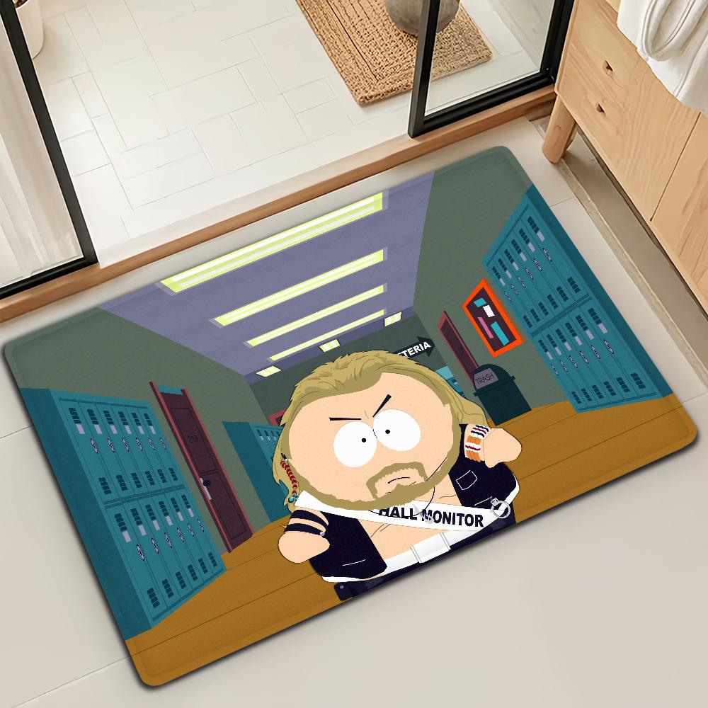Cartoon S-SOUTH PARK Funny Door Mat Bath Microfiber Decorative Versatile Flannel Floor Mat Quick Dry Absorbent Non-slip Sole