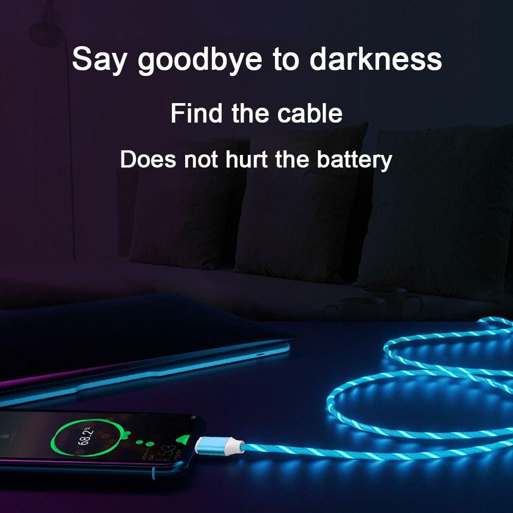 USB C Wire Type C Micro USB Type C Data Cord Charge Wire Mobile Phone Charging Cables Glowing Cable