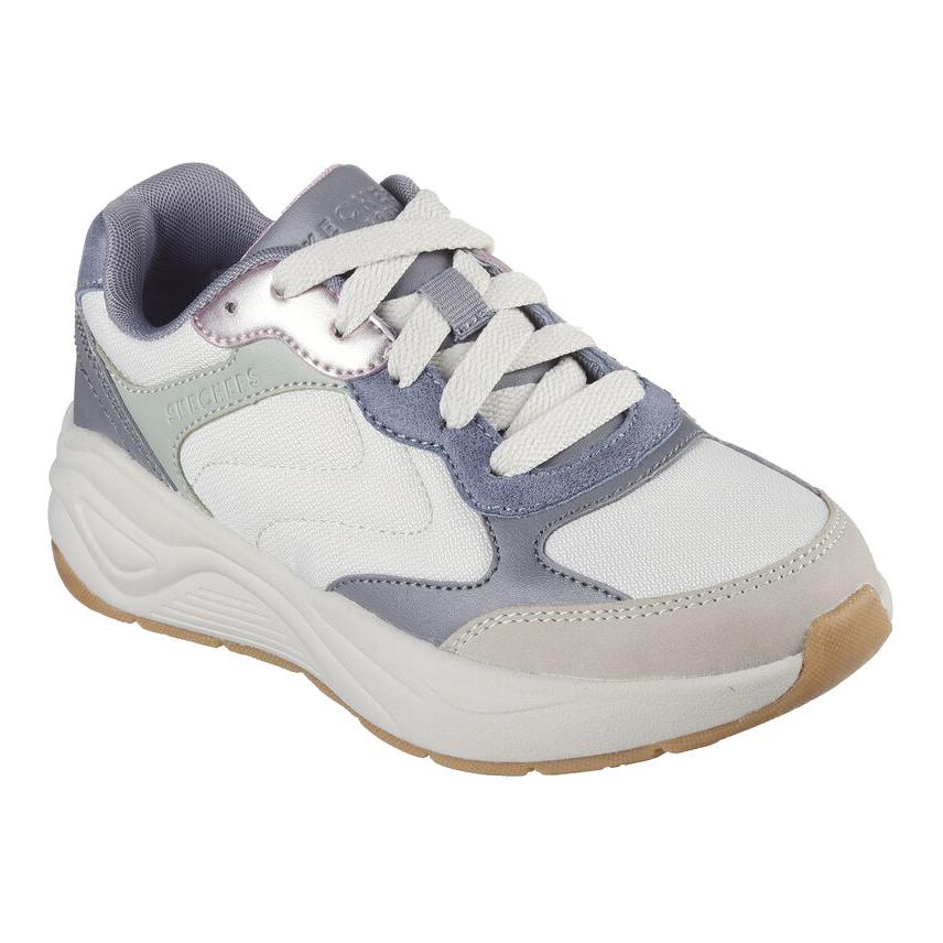 Skechers Nova Jogger Lightweight Comfortable Durable Low-Top Running Shoes Kids Sneakers White Gray 310590L-NTMT