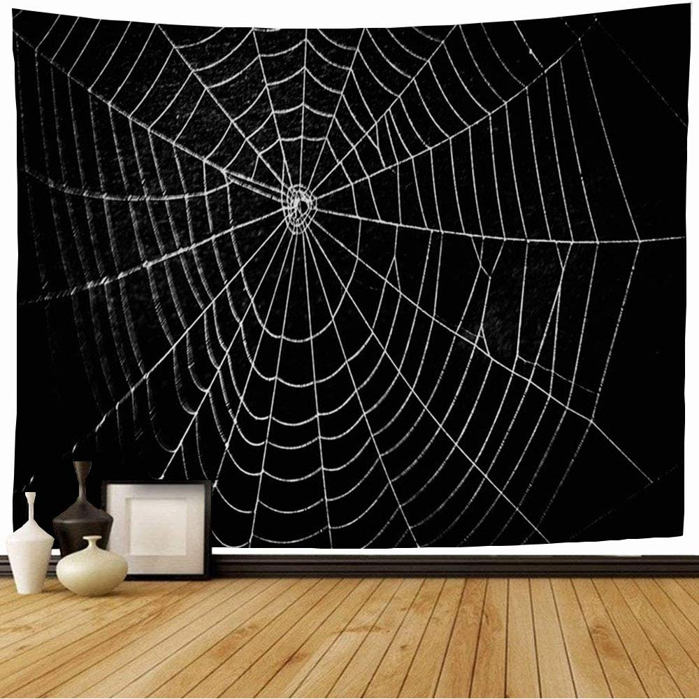 Spinnennetz Wandteppich Schwarz Gruseliges Design Wandteppich Unheimliche Texturen Spukiger Wandteppich Wandbehang Decke Schlafzimmer Wohnzimmer Dekoration