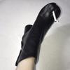 Luxury Brand Design Leather Boots Fashion Round Chunky High Heel Ankle Boots For Women Autumn Winter Split Toe Shoes