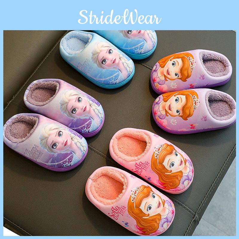 Elsa Frozen Sofia Princess Cotton Slippers Girl Parentchild Warm Shoes Baby