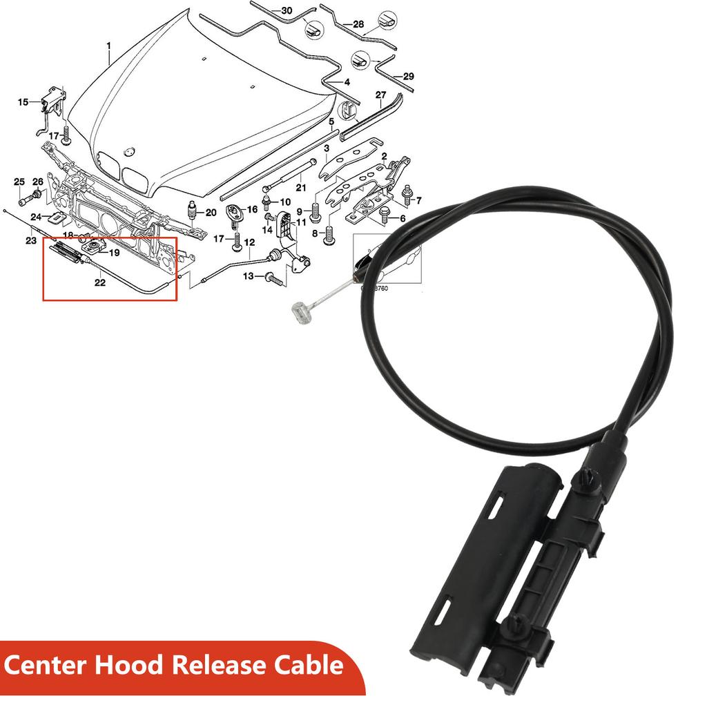 Car Engine Center Hood Latch Cable Hood Release Wire For BMW 5 Series E39 525I 530I 1998 - 2005 51238190754, 912-455, 912455
