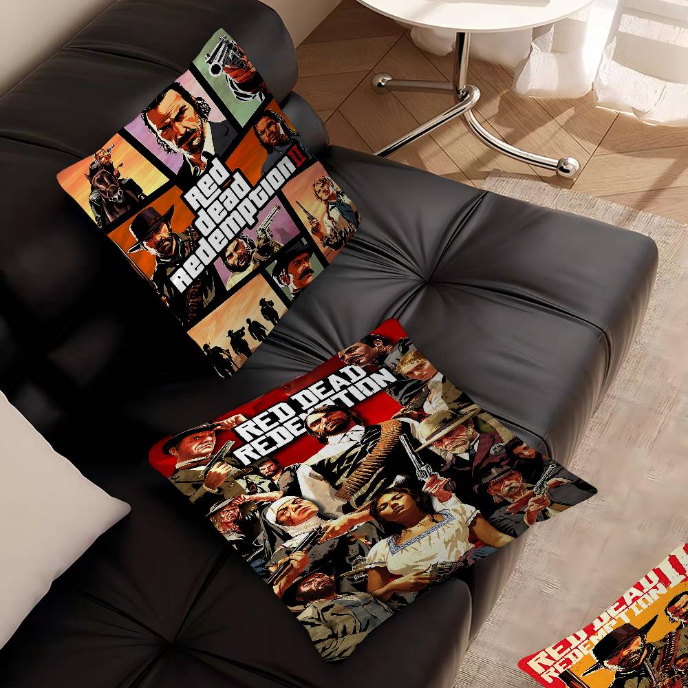 Spel R-Red Dead Redemption Rdr Kussenslopen Cartoon Bank Decoratief Huis Dubbelzijdig Bedrukken Kort Pluche Schattige Kussenhoes