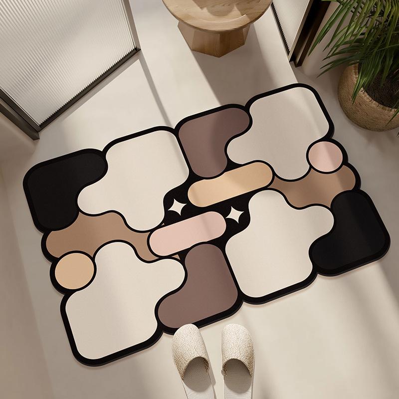 Absorpčná podložka na kúpeľňovú podlahu z rozsievkovej zeminy - Minimalistická, odolná voči nečistotám, ľahko čistiteľná rohožka do predsiene.