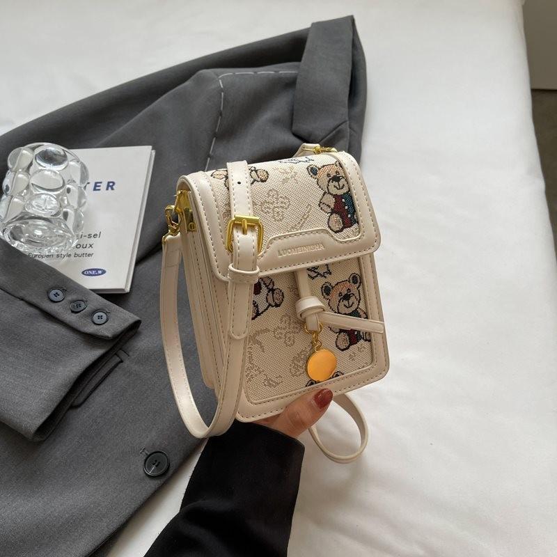 Trendy Black Pu Leather Crossbody Bag For Women Soft Stylish Summer Phone Bag OffWhite