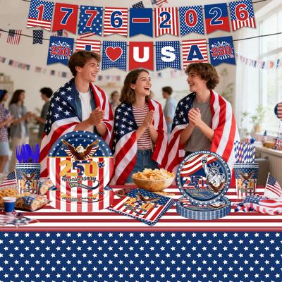 Independence Day 250th Anniversary Celebration Party Dress-up Set, Tableware, Napkins, Tablecloth, Party Supplies