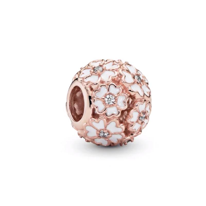 Sparking Rose Gold Plated Charm Beads Dangle Fit Original Snake Silver Bracelet Necklace Beads for Diy Jewelry Women Gift 2026