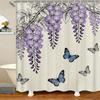 Vintage Moth & Floral Sketch Waterproof Shower Curtain for Bathroom Decor