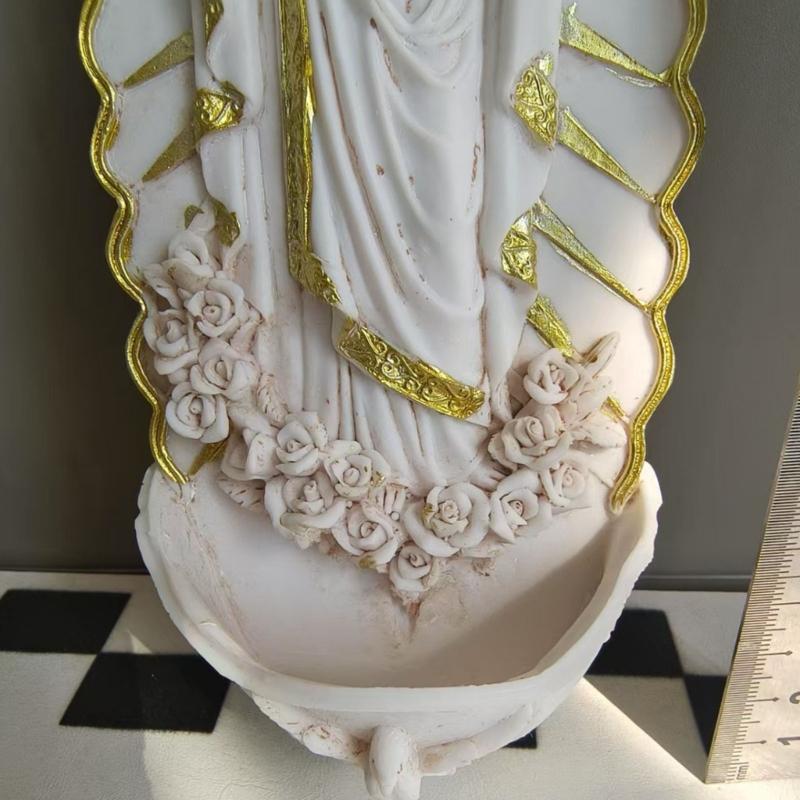 Resins Holy Water Font Catholic Sculpture Wall Hanging Ornament Holy Pool Fountain Religious Home Church Decors Gift