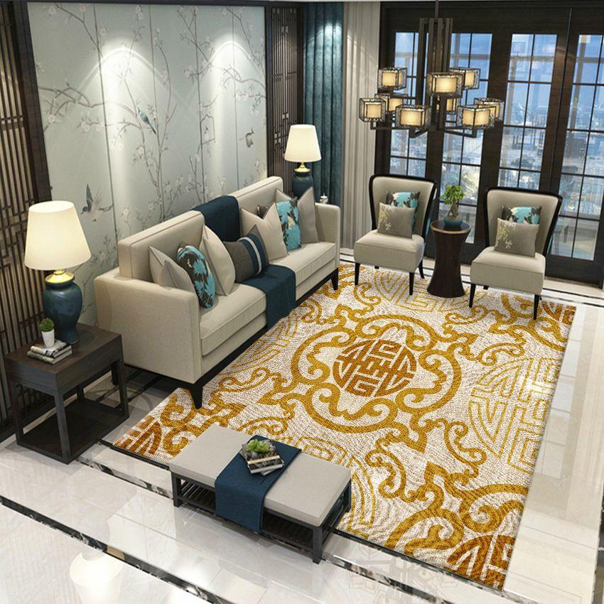 New Chinese Carpet Living Room Chinese Style Household Anti-Skid Bedroom Bedside Study Floor Mat Tea Table Blanket