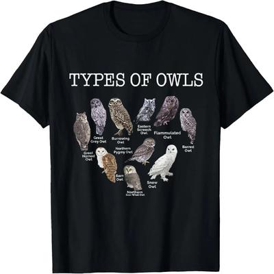 Types of Owls Educational Cute Owl Lover Gift Men Women Kids T-Shirt