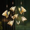 Nordic Duplex Luxury Living Room Background Wall Creative Decoration Rotating Staircase Butterfly Attic Hollow Chandelier