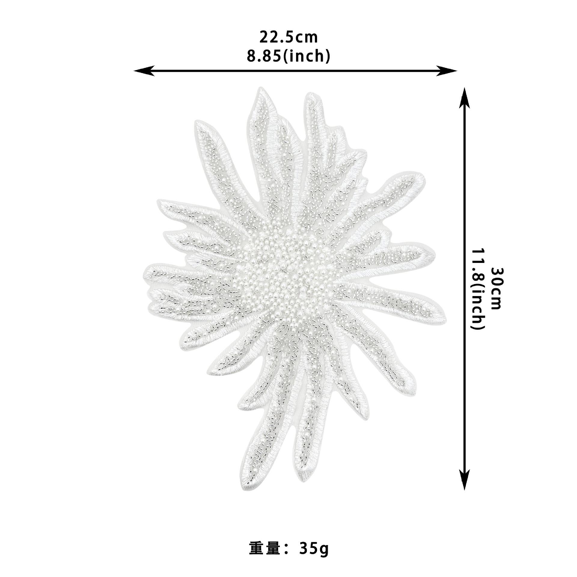 

White Embroidered Sunflower Beads Cloth Sticker Accessories Top Dress Dress Decorative Front Collar Cloth Sticker Accessories H3040