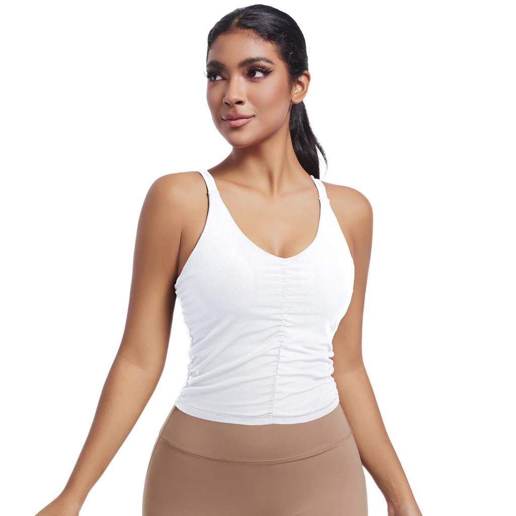 New Yoga Camisole, Beautiful Back, Sports Running, Fitness, Breathable Pleated Vest, Quick Drying Fitness Suit, Slim Fit Top For Women