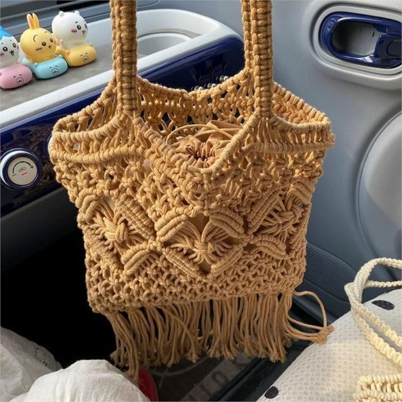 Seaside Beach Hollow Weaving Capacity Handbags Bohemian Style Tassel Verstaile Fashion Tote Bags Ladies Shoulder Bag For Woman