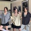 2026 Spring Women's V-Neck Hooded Sweatshirt & Striped Halter Tank Two-Piece Set