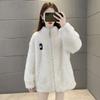 Casual double-sided coral fleece fleece fleece jacket for women's autumn and winter large size fleece thickened warm fleece cardigan sweater jacket