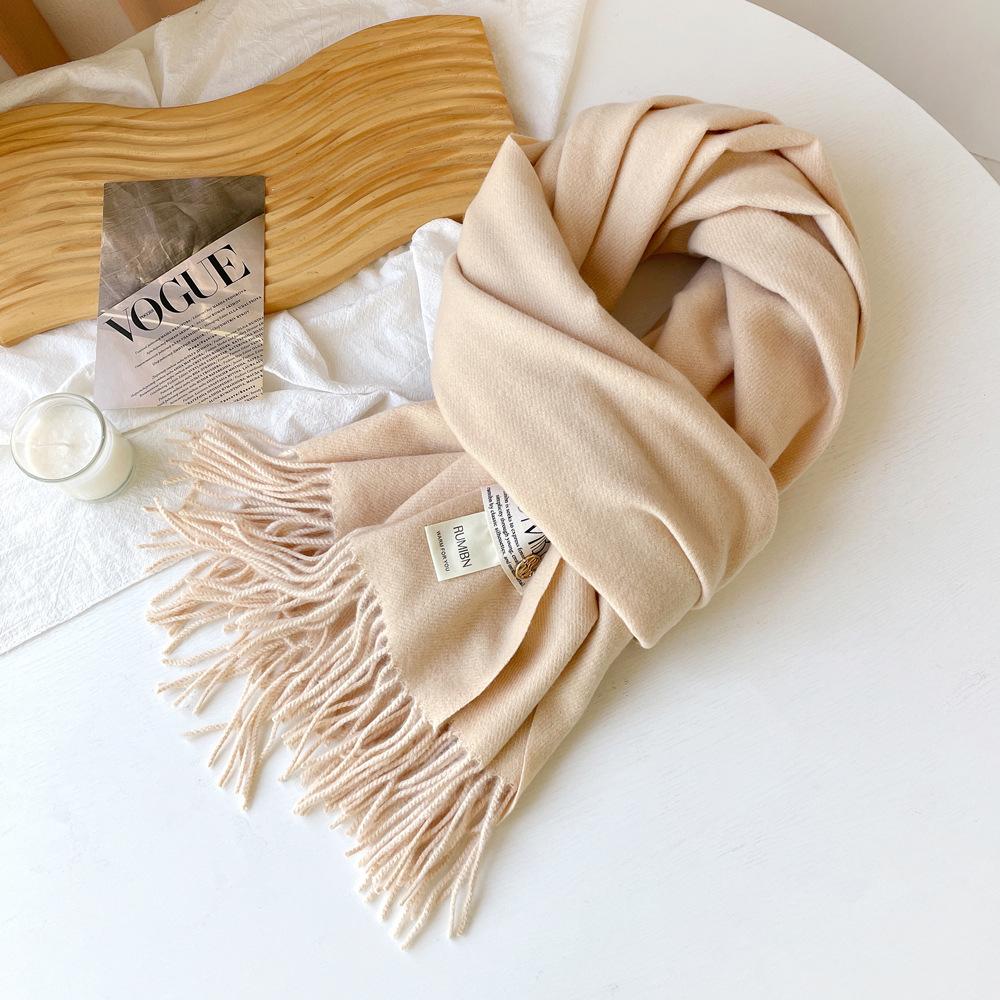 Solid color imitation cashmere scarf women's metal standard shawl women's high-grade relaxation camel-colored warm scarf