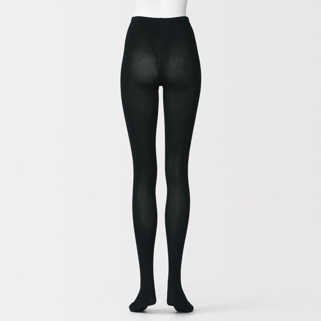 MUJI Right Angle Tights Women's L Black - Foot Shaped Design, Japan