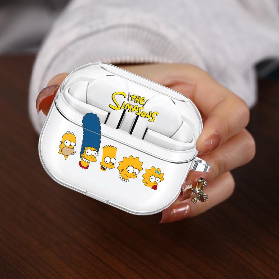 Clear Earphone Cases Cover With Hook Case For Samsung Galaxy Buds 3 FE 3Pro 4 Pro 2 Live 4Pro 2Pro The Simpsons