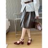 Pesstwei New Fashion Leopard Print Narrow Band Buckle Strap Women Pumps  Elegant Square Toe High Heels Wedding Party Shoes