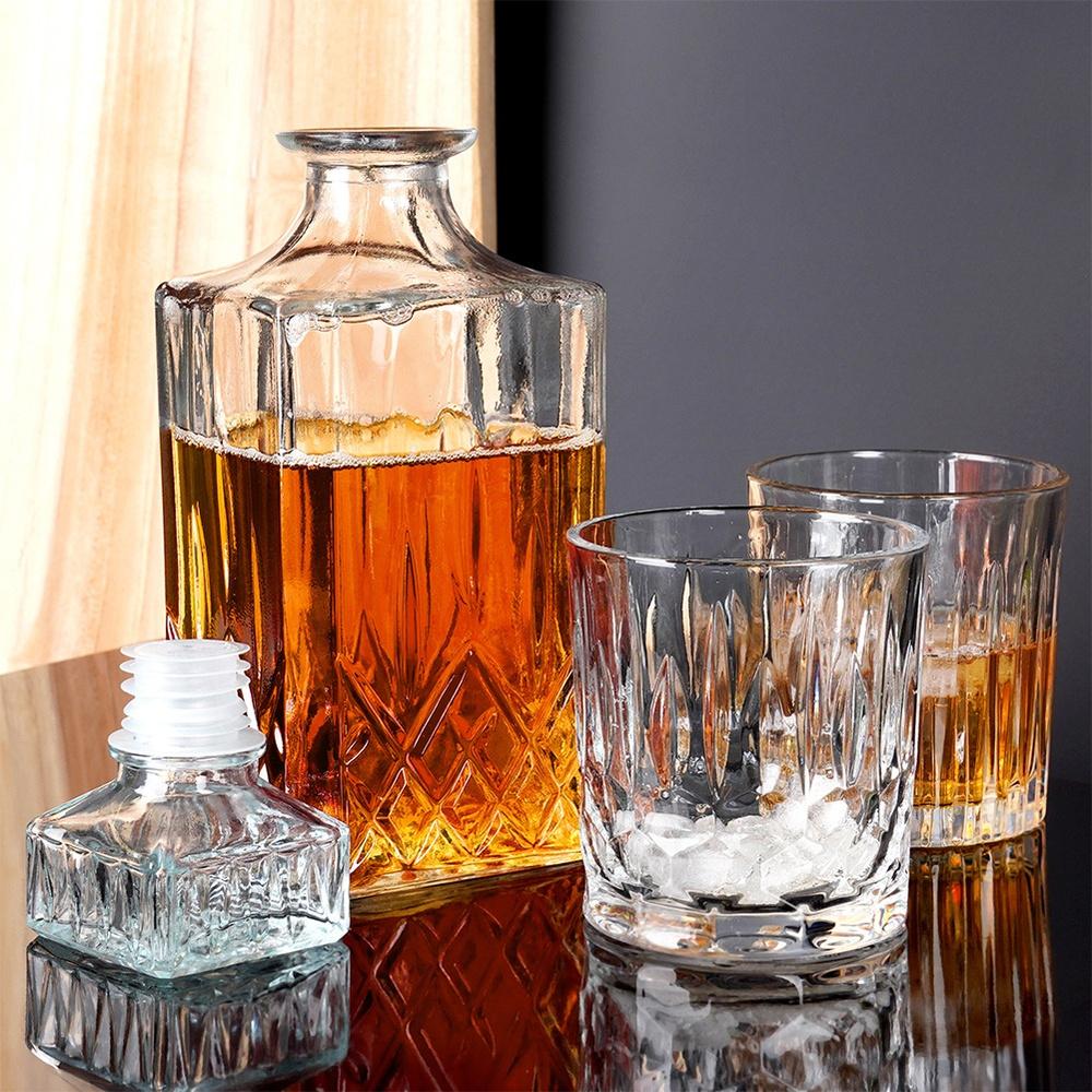 Glaskaraffe Flasche mit Korken für Whisky Brandy Alkohol Geschenk 900 ml