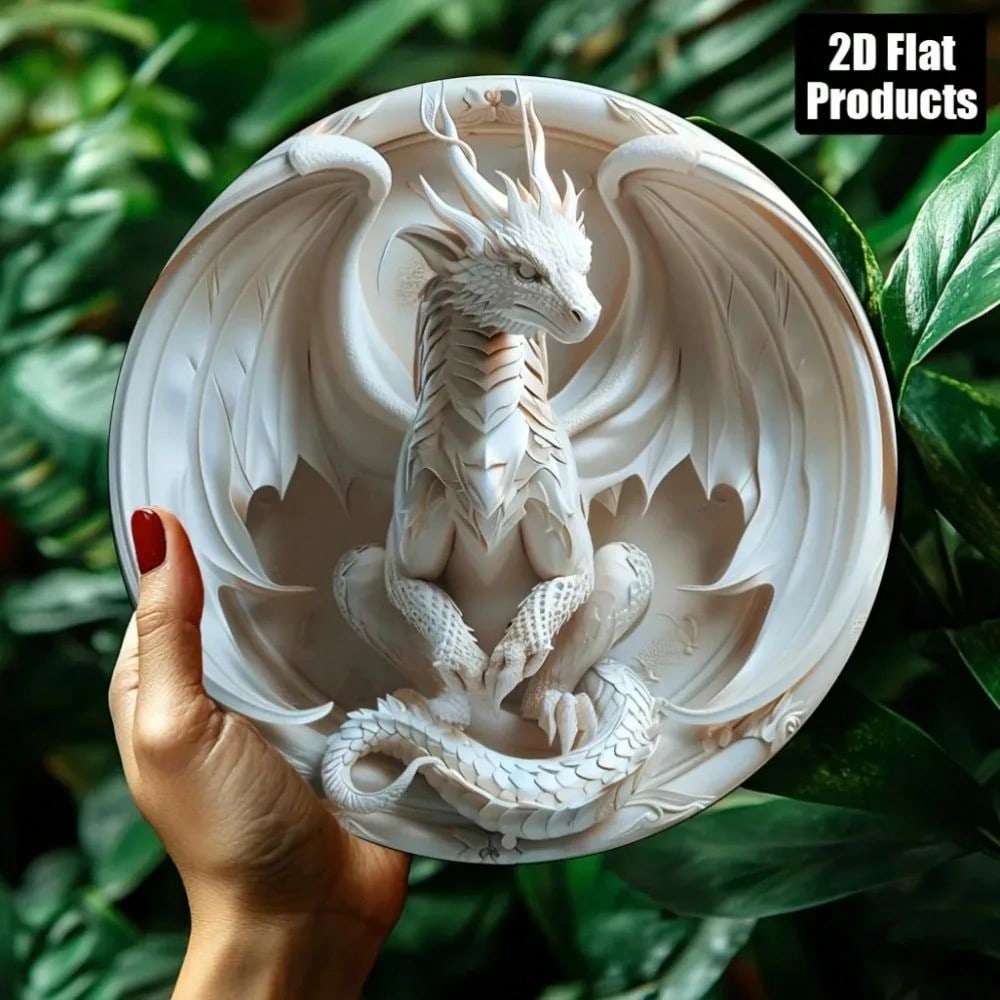 1 Piece 2D Flat Dragon Metal Wall Art Mystical Divination Decor For Office Home Cafe Gift