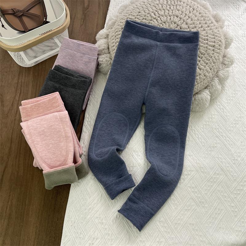 Kids' Double-Layer Fleece Lined Winter Pants - Warm Cotton School Uniform Leggings for Boys and Girls