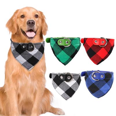 Pet Scarf, Dog Saliva Towel, Neck Cover, Cat Plaid Triangular Scarf
