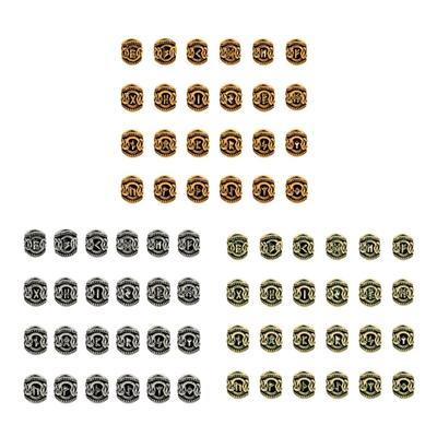 24x Viking-Rune Alphabet Character Beads Beard Bead for Men Loose Spacer Bead DIY Jewelry Hairpiece Dirty Braid Ornament