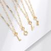 Gold Plated Copper Initial Necklace with OT Clasp - Trendy European & American Hip Hop Style Pendant for Layering