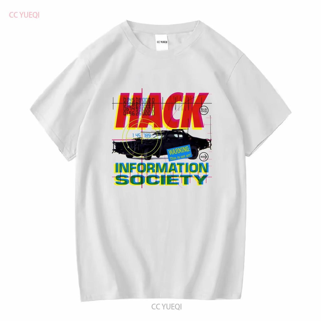 INFORMATION SOCIETY HACK NEW WHITE T SHIRT long or short sleeves vintage Washed Comfortable graphic Top For Everyday Wear Soft