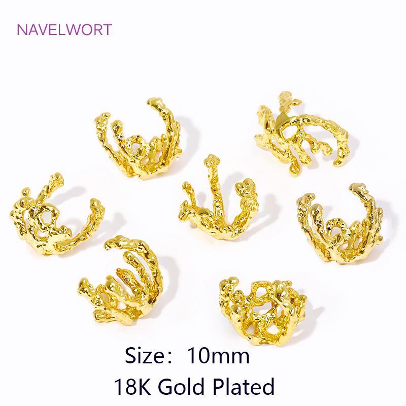 

18K Gold Plated Brass Flower Bead Cap Dendritic Beads Caps For Jewelry Making Supplies DIY Jewelry Accessories Connector 4 pieces