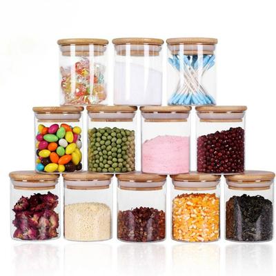 12 Pcs Glass Jars Set with Bamboo Airtight Lids and Labels,Food Storage Containers Upgrade Spice Jars for Home Kitchen Organizer