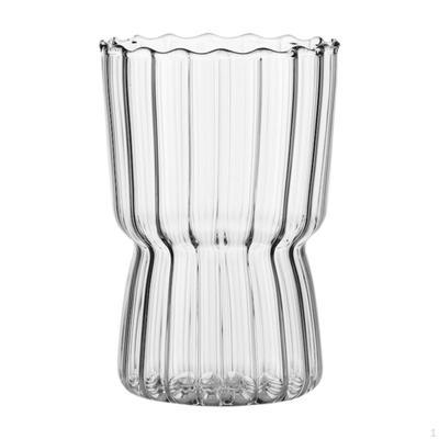 Eiskaffeebecher Glasware Wiederverwendbar Hitzebeständig Trinkgeschirr Vertikale Linien Tee 325ml für