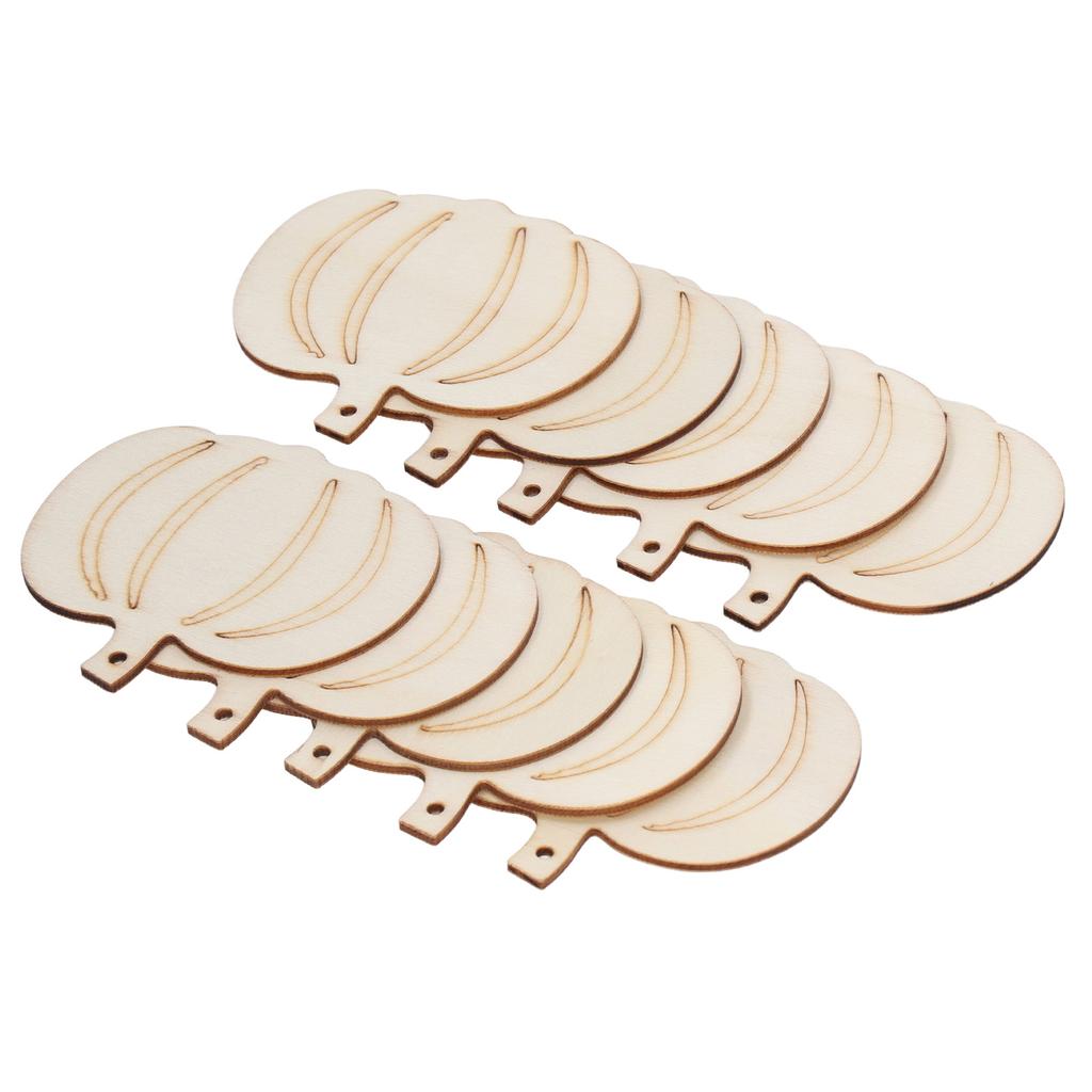 50 Sets Holz Kürbis Ausschnitt Unbemalt DIY Wunderschön Geschnitzte Synthetikholz Kürbisse mit Hanfseil für Partydeko