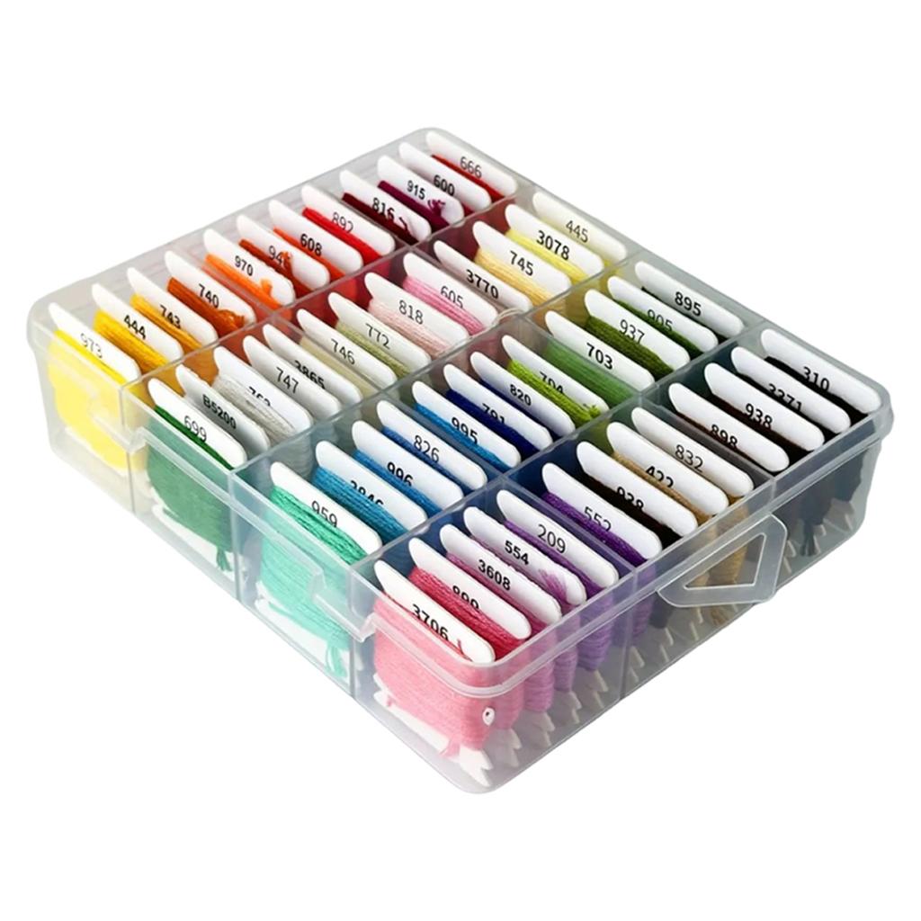 DIY Embroidery Thread with Transparent Storage Box Cross Stitch Tools Embroidery Floss Kit for Halloween Christmas Mothers Day